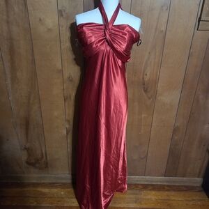 Rebecca Size Large Vintage Red Slip Dress Formal Prom Event Halter  Valentines